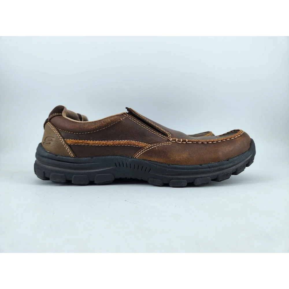 Skechers Braver Rayland Relaxed Fit Slip On Loafers Mens 11 Brown Leather 64502‎